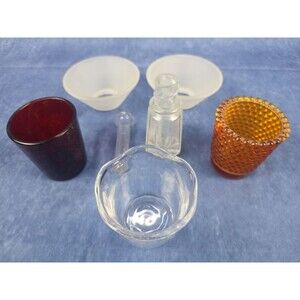 Mini Lamp Shades Orange And Red Cups Clear Candle Holder Vile Bottle Odds & Ends